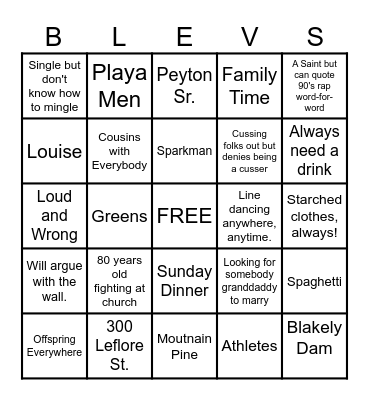 Blevins Family Christmas 2023 Bingo Card