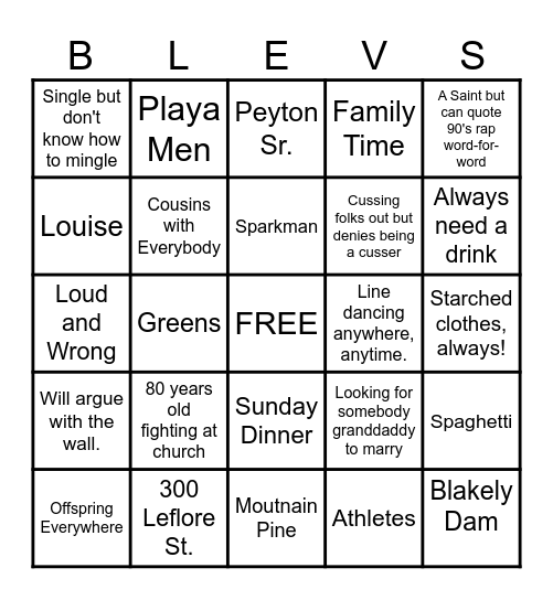 Blevins Family Christmas 2023 Bingo Card