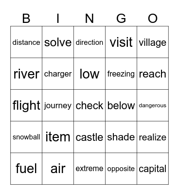 Vocabulary Bingo! Bingo Card