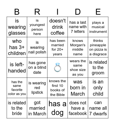 FIND THE GUEST! Bingo Card