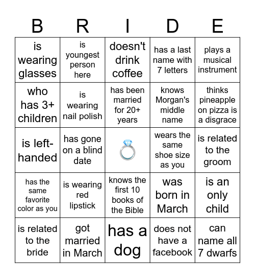 FIND THE GUEST! Bingo Card