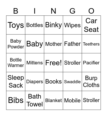 Baby Shower Bingo Card