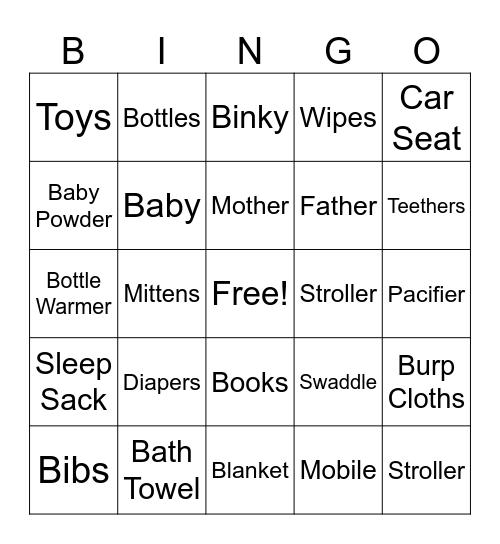 Baby Shower Bingo Card