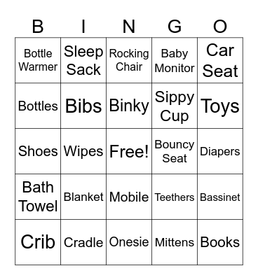 Baby Shower Bingo Card