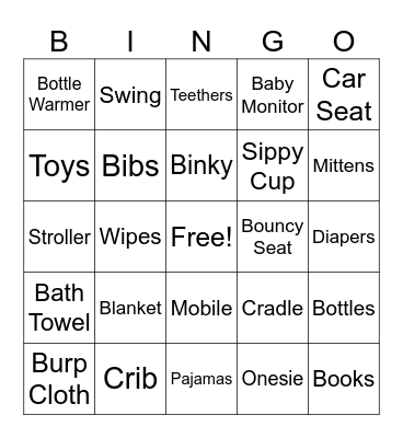 Baby Shower Bingo Card
