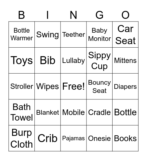 Baby Shower Bingo Card