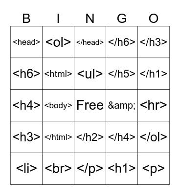 HTML BINGO Card