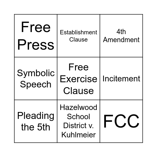 Civil Liberties Bingo! Bingo Card