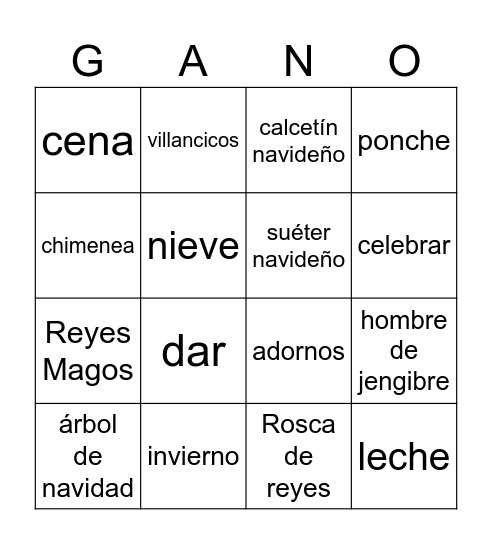 Navidad Bingo Card