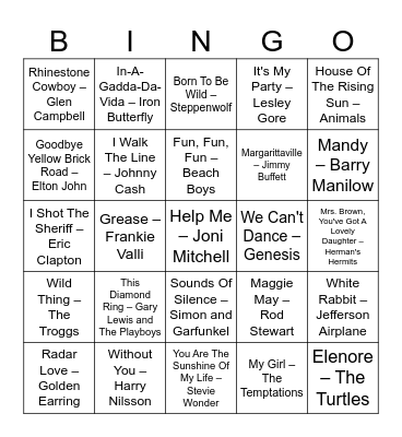 New Year's Eve 2023 Bingo Card