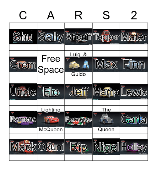 Cars 2 Bingo  Bingo Card