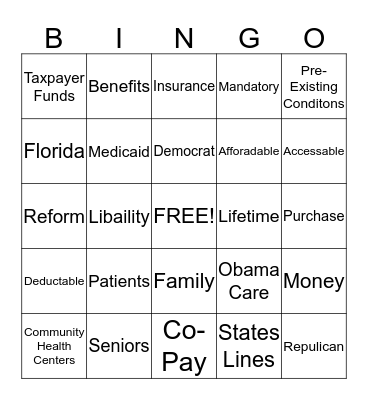 Health Care Reform Project! Bingo Card