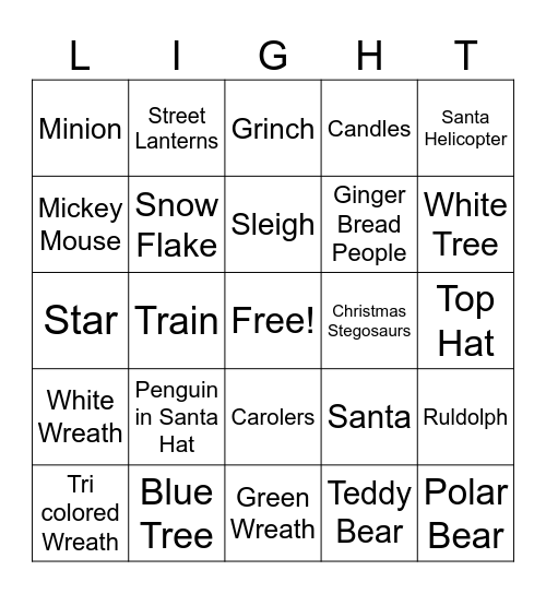 Candy Cane Lane Bingo Card