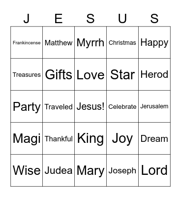 Happy Birthday, Jesus! Bingo Card