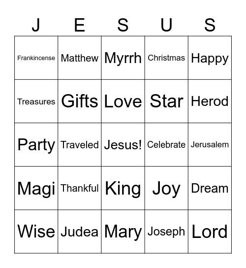 Happy Birthday, Jesus! Bingo Card
