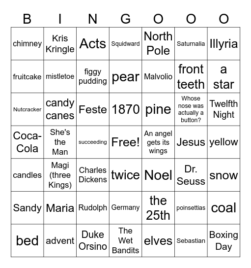 Extra Special Xmas Bingo! Bingo Card