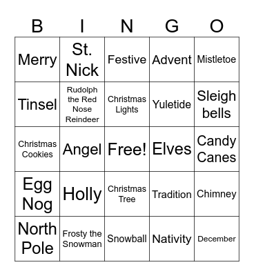 Holiday Bingo Card