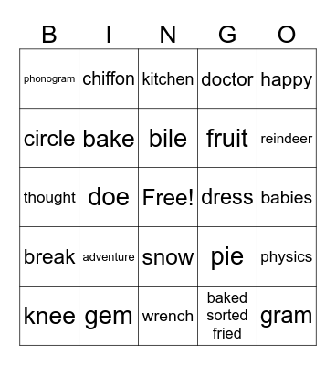 spelling rules Bingo Card