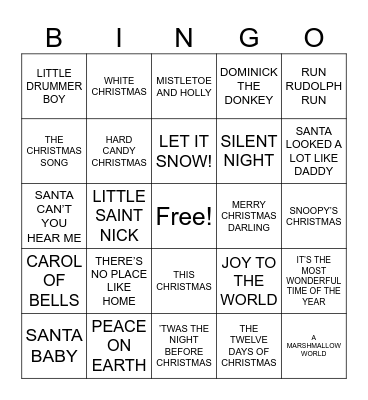 HOLIDAY MUSIC BINGO Card