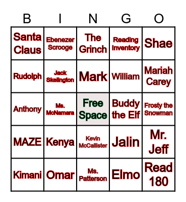 Period 7 Fall Bingo Card