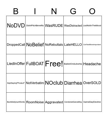 Wheres My Sales Bingo Card