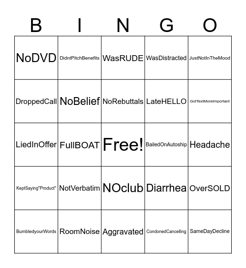 Wheres My Sales Bingo Card