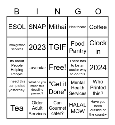 COPO BINGO Card