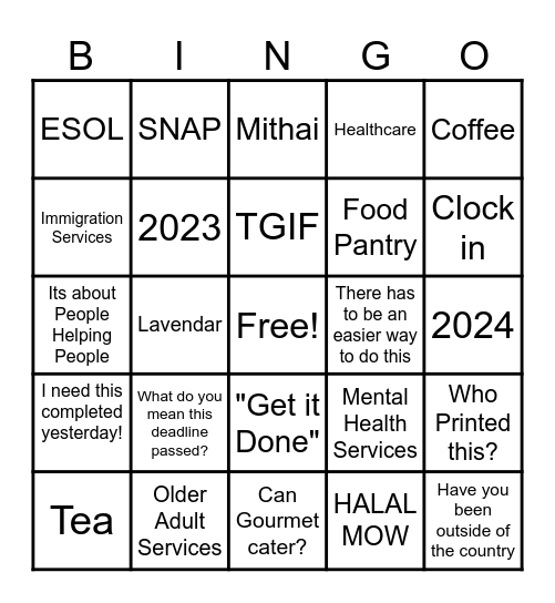 COPO BINGO Card