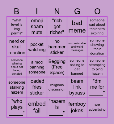 Hazem Server Bingo Card