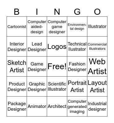 Careers in Art Bingo Card