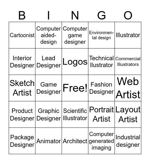 Careers in Art Bingo Card