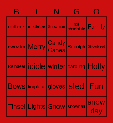 Holiday Bingo Fun Bingo Card