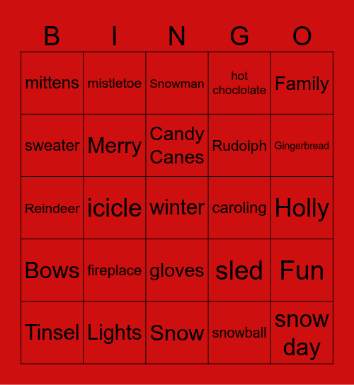 Holiday Bingo Fun Bingo Card