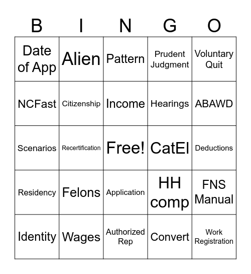 FNS Bingo Card