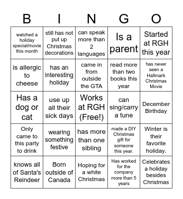 Christmas @ RGH Bingo Card