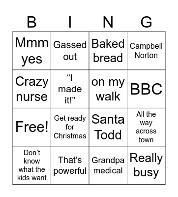 Christmas eve Bingo Card