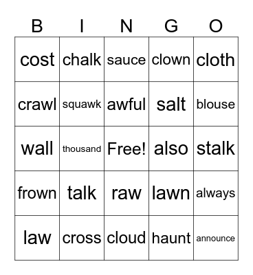 Spelling 4.3 Bingo Card