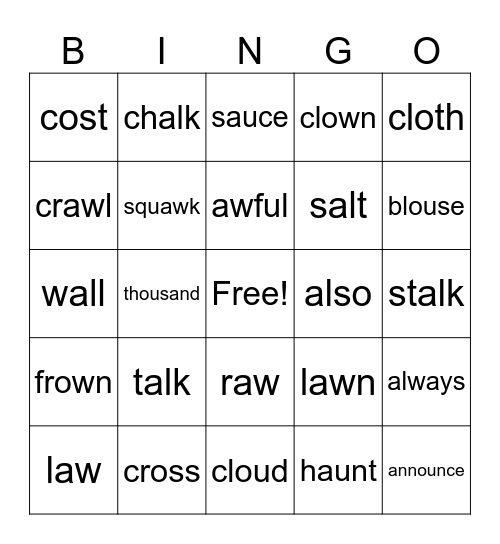 Spelling 4.3 Bingo Card