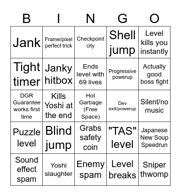 DGR Mario Maker Bingo Card