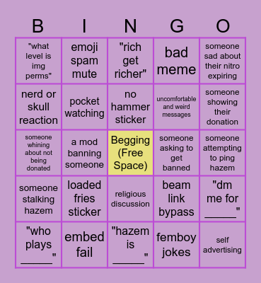 Hazem Server Bingo Card