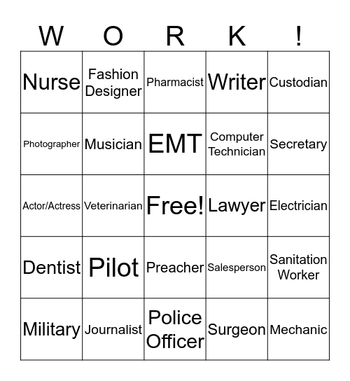 Career Bingo  Bingo Card