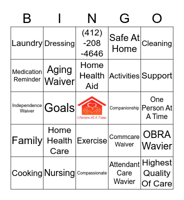 One Person At A Time Bingo Card