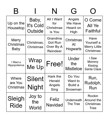 Christmas Music Bingo Card