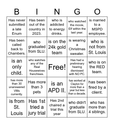 2023 MSPD Holiday Bingo Card