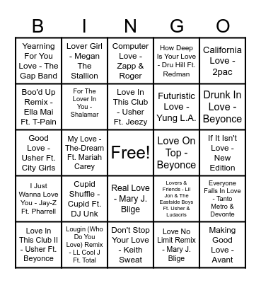 Music Bingo Card