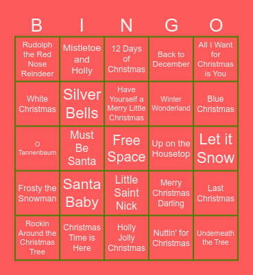 Canyon Holiday Bingo Card