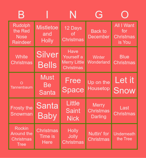 Canyon Holiday Bingo Card