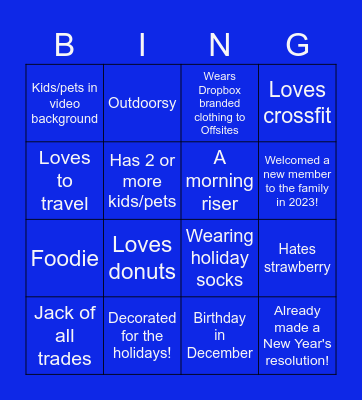 "Find the Dropboxer" Bingo Card