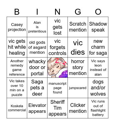 Alan Wake Bingo Card
