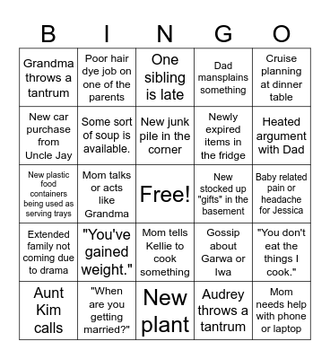 TO FAMILY XMAS 2023 Bingo Card